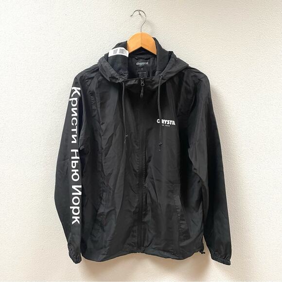 Chrystie NYC OG Logo Windbreaker Jacket in Black & White Men's Small $125 - Picture 2 of 8